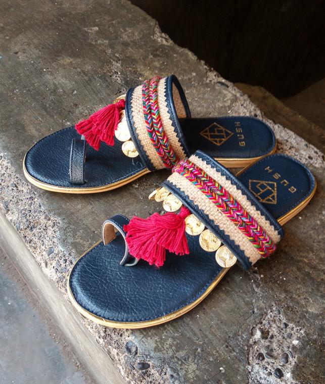 Buy Walk Away Gush Leather, cotton, jute flats and slip-ons with ...