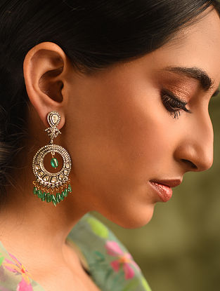 Gold and Diamond Earrings with Emerald and Emerald