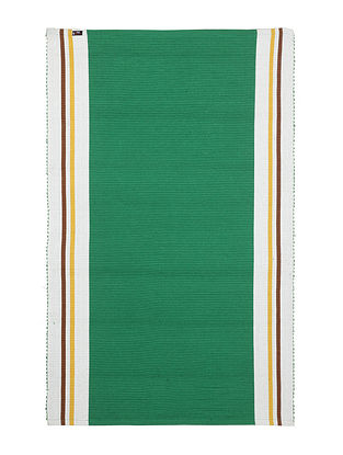 Green Cotton Solid Rectangular Mat (L-55in,W-35in)