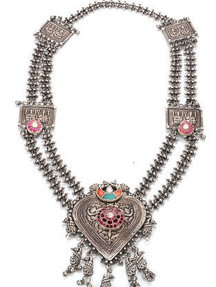 Tribal Silver Kundan Necklace with Turquoise