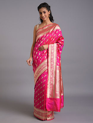 Pink Handwoven  Benarasi Silk  Saree