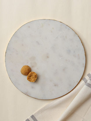 White Marble Baradari Cheese Platter (Dia - 12in)
