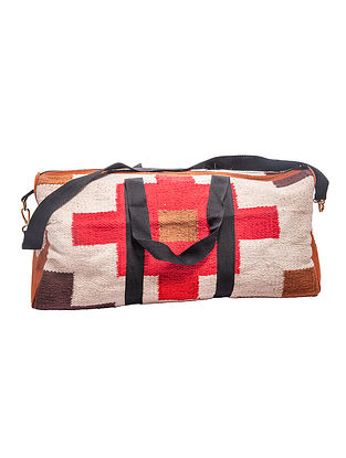 Red White Handwoven Cotton Tote Bag