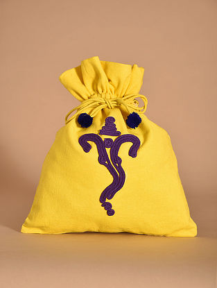Yellow Purple Handmade Cotton Potli