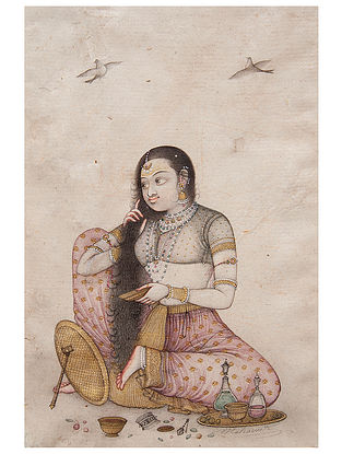Shri Mahaveer Swamis Lady Dressing Hair Digital Print On Paper