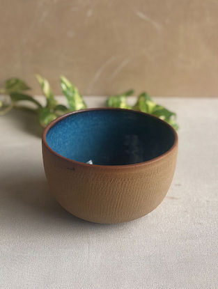 Deep Sea Blue Handcrafted Stoneware Saagar Rice Bowl (Dia-5.25in,H-3.5in)