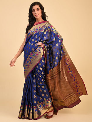 Blue Handwoven Benarasi Silk Saree