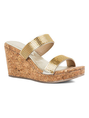 Gold Handcrafted Leather Wedges
