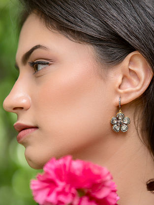 Polki Diamond Silver Earrings With Rose Cut Diamonds 