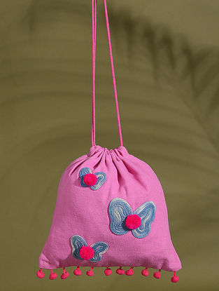Multicolored Handcrafted Cotton Canvas Potli for Girls