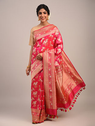Pink Handwoven Benarasi Silk Saree 
