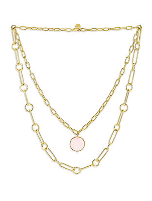 Pink Gold Tone Handcrafted Necklace