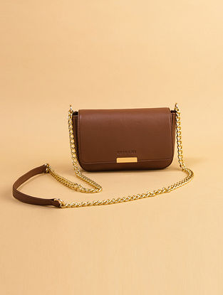 Tan Handcrafted Faux Leather Sling Bag