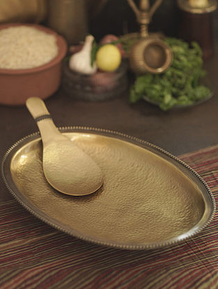 Brass Mangala Rice Platter With Ladle