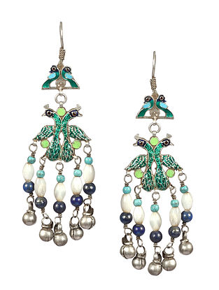 Tribal Silver Earrings With Turquoise And Lapis 