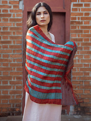 Multicolour Handwoven Tussar Silk Dupatta