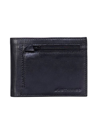 Black Handcrafted Genuine Leather Wallet For Men
