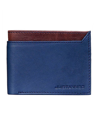 Blue Handcrafted Genuine Leather Wallet For Men
