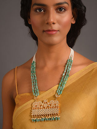 Turquoise Gold Tone Kundan Beaded Necklace