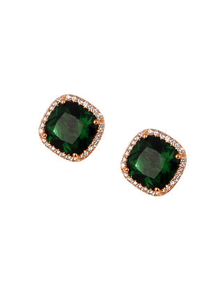 Green Gold Tone Handcrafted Studs