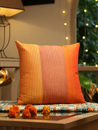 Orange Pintuck Cushion Cover (L-18in, W-18in)