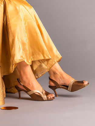 Copper Gold Handcrafted Genuine Leather Pencil Heels