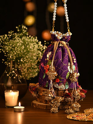 Purple Handcrafted Silk Potli