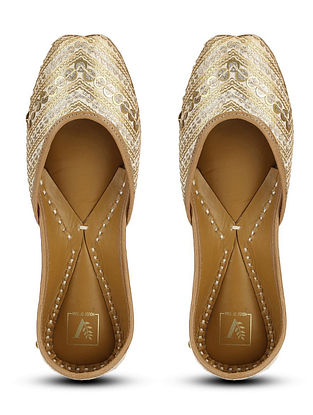 Gold Handcrafted Sequinned Leather Juttis