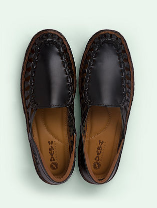 Black Handcrafted Genuine Leather Shoes For Men
