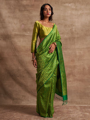 Green Benarasi Handloom  Silk Saree With Zari