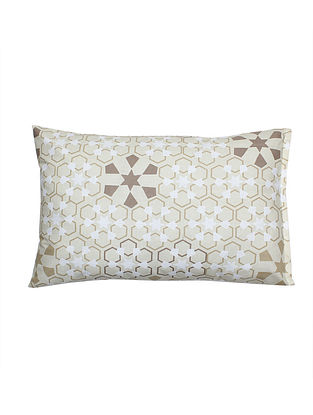 Beige Cotton Willy Kaleidoscope Pillow Covers (L-28in, W-18in) (Set Of 2)