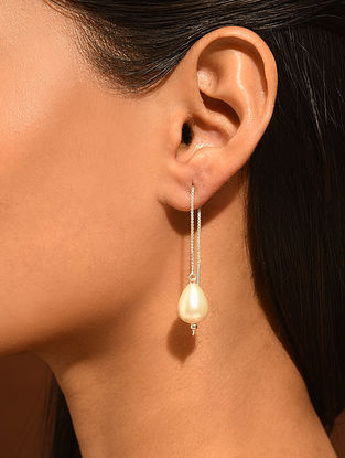 Shell Pearls Silver Earrings