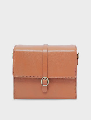Peach Handcrafted Genuine Leather Sling Bag