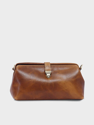 Tan Handcrafted Genuine Leather Sling Bag