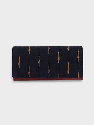 Black Handcrafted Ikat Genuine Leather Wallet