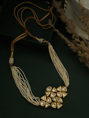 White Gold Tone Kundan Choker Necklace