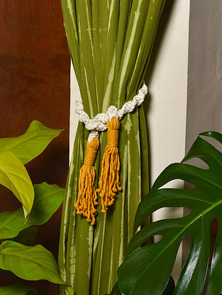 Yellow Macrame Curtain Tie Backs (Set of 2) (L-28in)