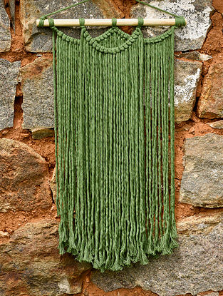 Green Macrame Boho Wall Hanging (L-24in, W-16in)