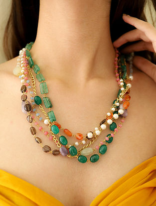 Multicolor Gold Tone Handcrafted Necklace