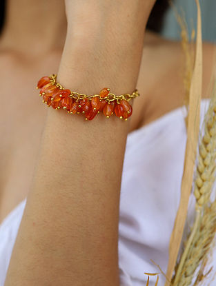 Orange Gold Tone Handcrafted Bracelet 