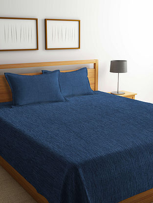 Blue Cotton Double Bedcover (Set of 3)