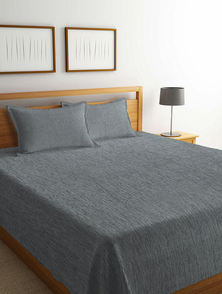 Grey Cotton Double Bedcover (Set of 3)