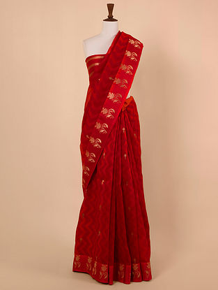 Red Handwoven Banarasi Kadwa Organza Silk Saree