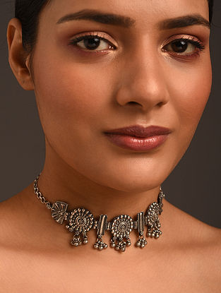 Tribal Silver Choker Necklace