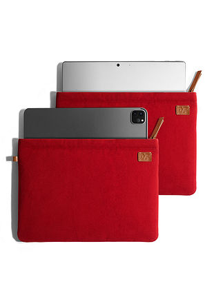 Red Handcrafted Canvas Laptop Sleeve