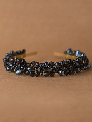 Black Handcrafted Beaded Head Band