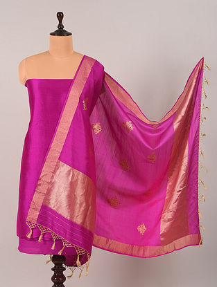 Pink Handloom Silk Suit Fabric (Set of 3)
