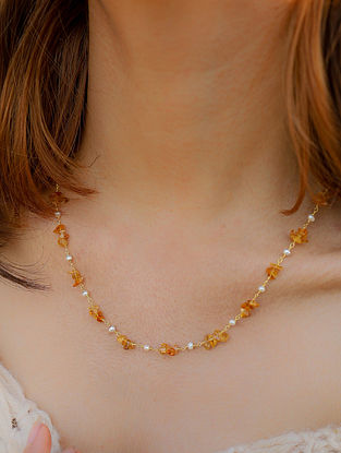 Yellow Gold Tone Handcrafted Necklace