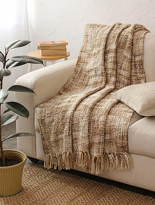 Beige Chinkara Handcrafted Throw (L-64in, W-51in)