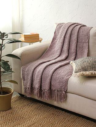 Light Purple Dhanesh Handcrafted Throw (L-64in, W-51in)